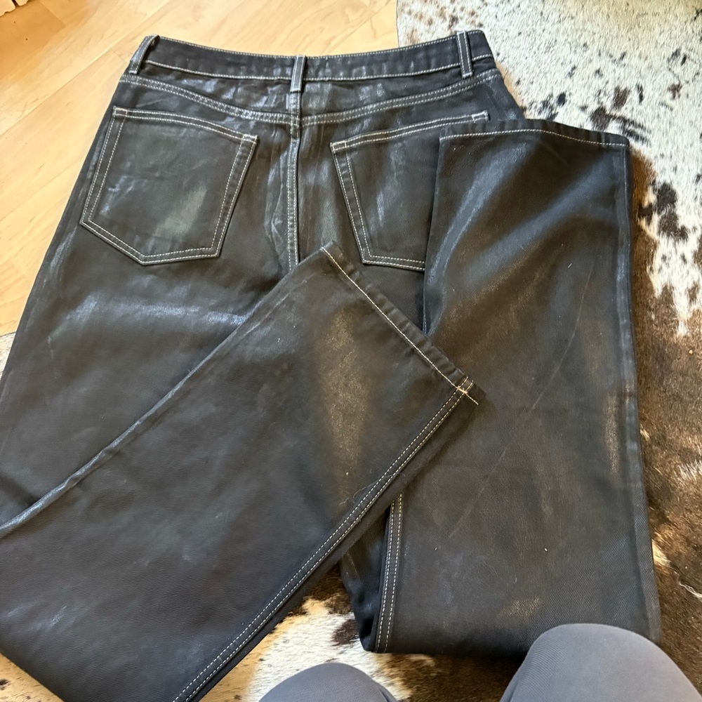 REFORMATION Cynthia High Rise Straight Jeans In Glossy Black Size 30 - Picture 7 of 10